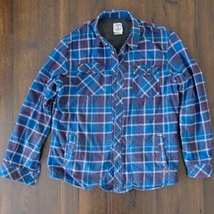 Men's Plaid Shirt with Henley Lining - Medium
